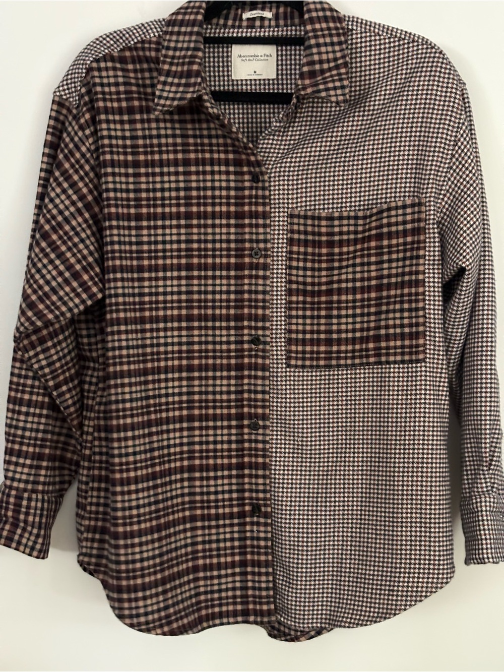 Abercrombie & Fitch Two-Tone Brown Plaid Button-Up Shirt